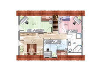 Massivhaus ICON 4.02 TRE von Dennert Massivhaus Schlüsselfertig ab 196228€, Satteldach-Klassiker Grundriss 1