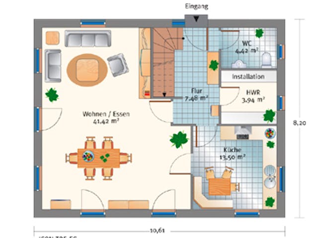 Massivhaus ICON TRE 130 von Dennert Massivhaus Schlüsselfertig ab 180508€, Satteldach-Klassiker Grundriss 2