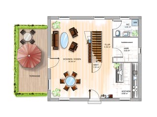 Massivhaus ICON 3 von Dennert Massivhaus Ausbauhaus ab 144200€, Satteldach-Klassiker Grundriss 1