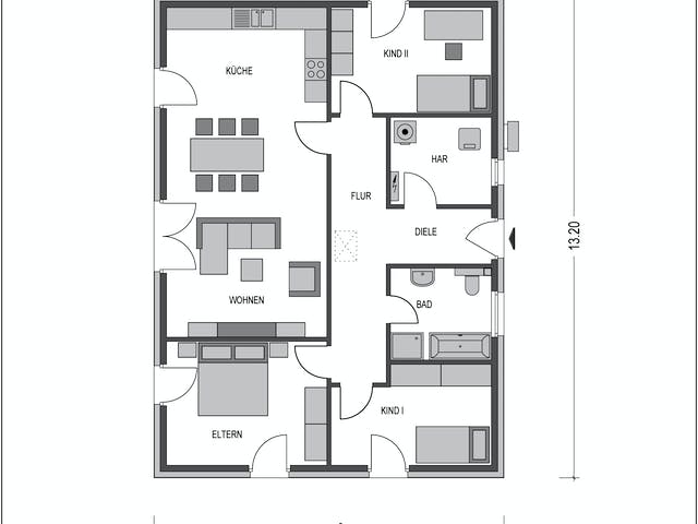 Massivhaus Ideal 1000.2 von Deutsche Bauwelten Schlüsselfertig ab 155567€, Bungalow Grundriss 1