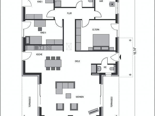 Massivhaus Ideal 5000.2 von Deutsche Bauwelten Schlüsselfertig ab 296211€, Bungalow Grundriss 1