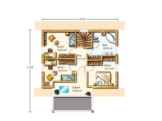 Fertighaus Igling von Holzhaus Rosskopf Schlüsselfertig ab 479000€, Satteldach-Klassiker Grundriss 2