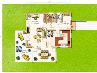 Fertighaus Igling von Holzhaus Rosskopf Schlüsselfertig ab 479000€, Satteldach-Klassiker Grundriss 1
