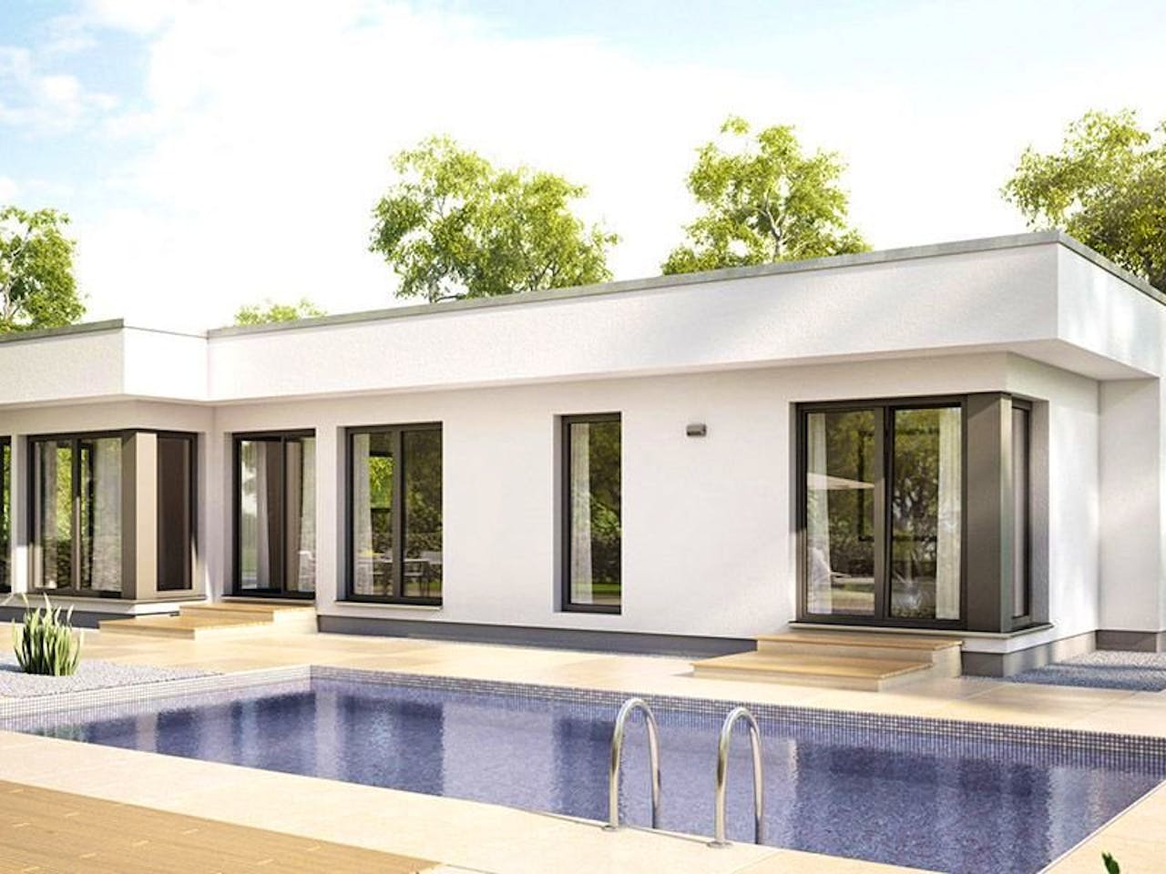 Fertighaus AMBIENCE 100 V4 von Bien-Zenker Schlüsselfertig ab 353179€, Bungalow Außenansicht 1