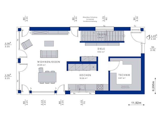Fertighaus BALANCE 120 V2 von Bien-Zenker Schlüsselfertig ab 352673€, Satteldach-Klassiker Innenansicht 1