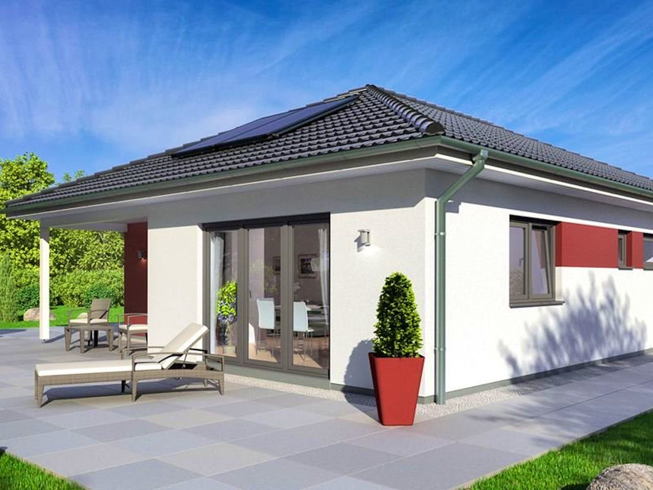 Fertighaus Bungalow SH 127 B von ScanHaus Marlow, Bungalow Außenansicht 1