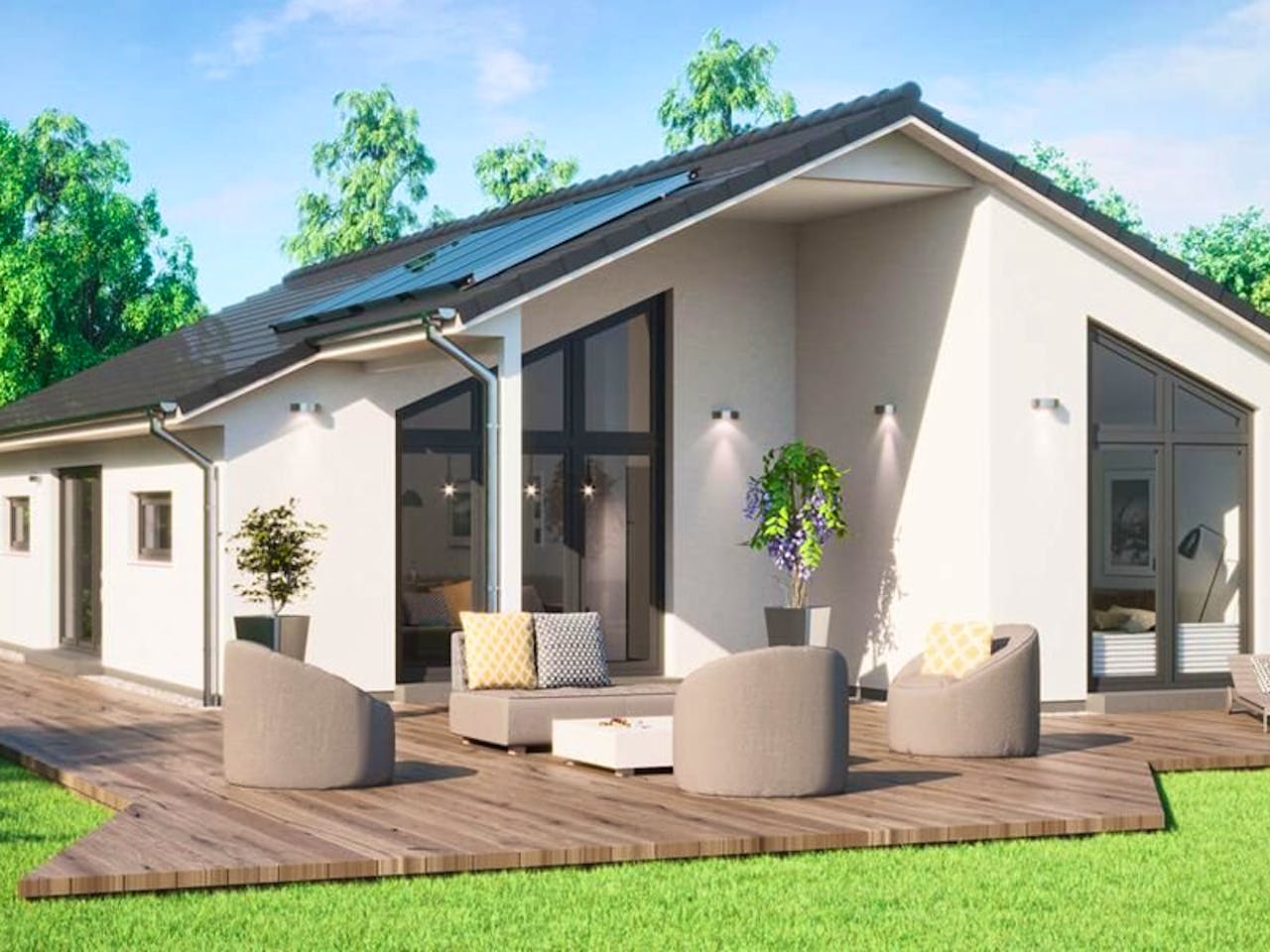 Fertighaus Bungalow SH 147 B von ScanHaus Marlow, Bungalow Außenansicht 1