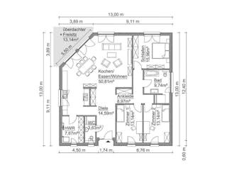 Fertighaus Bungalow SH 150 B von ScanHaus Marlow, Bungalow Innenansicht 2