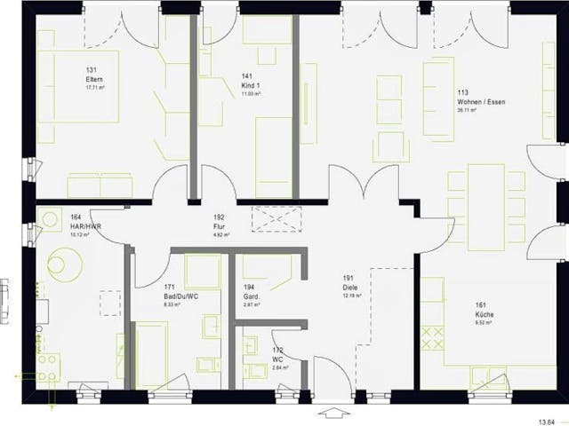 Fertighaus ComfortStyle 11.01 W von massa haus Ausbauhaus ab 142999€, Bungalow Innenansicht 5