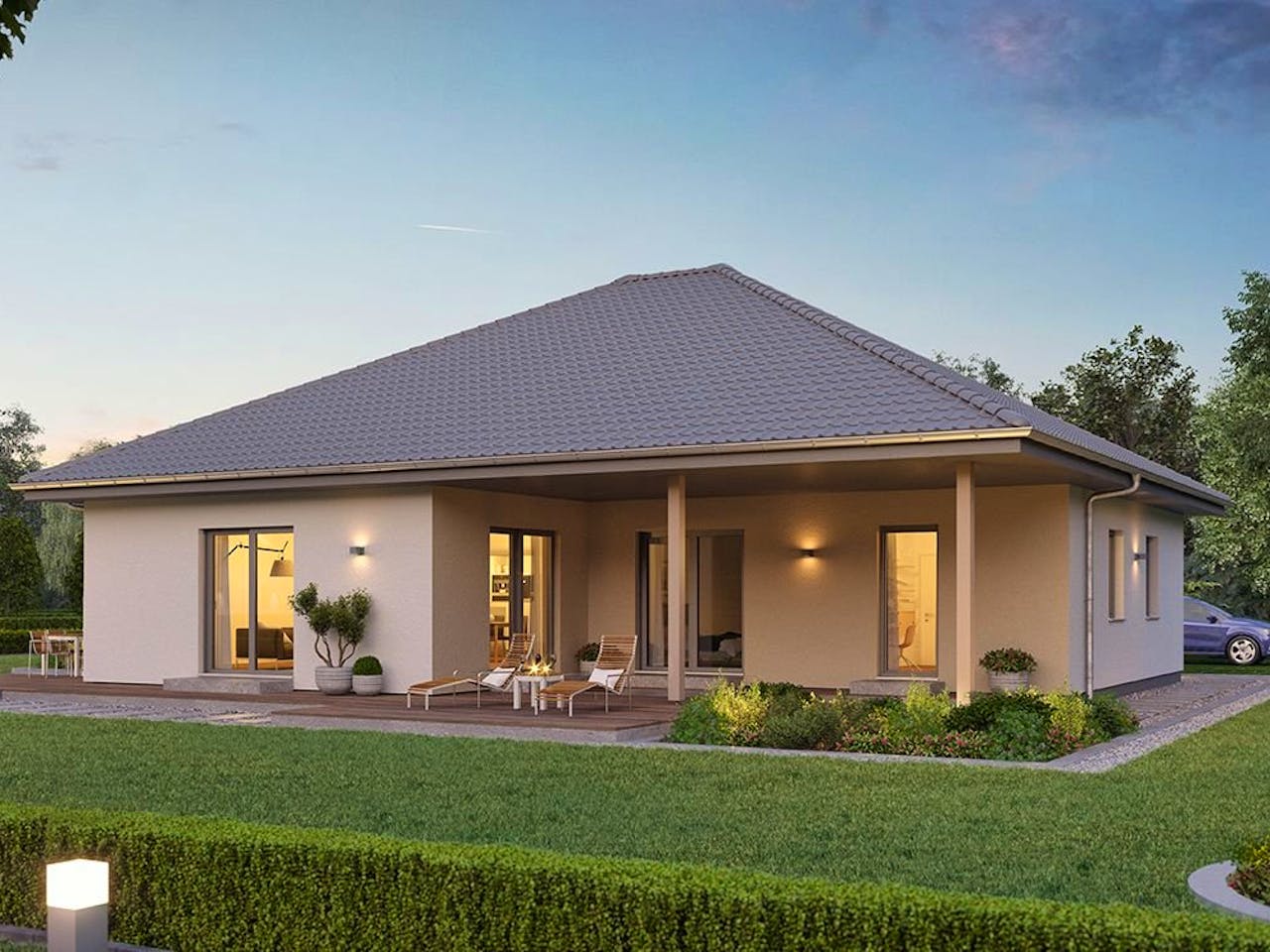 Fertighaus ComfortStyle 16.01 W von massa haus Ausbauhaus ab 172999€, Bungalow Außenansicht 1