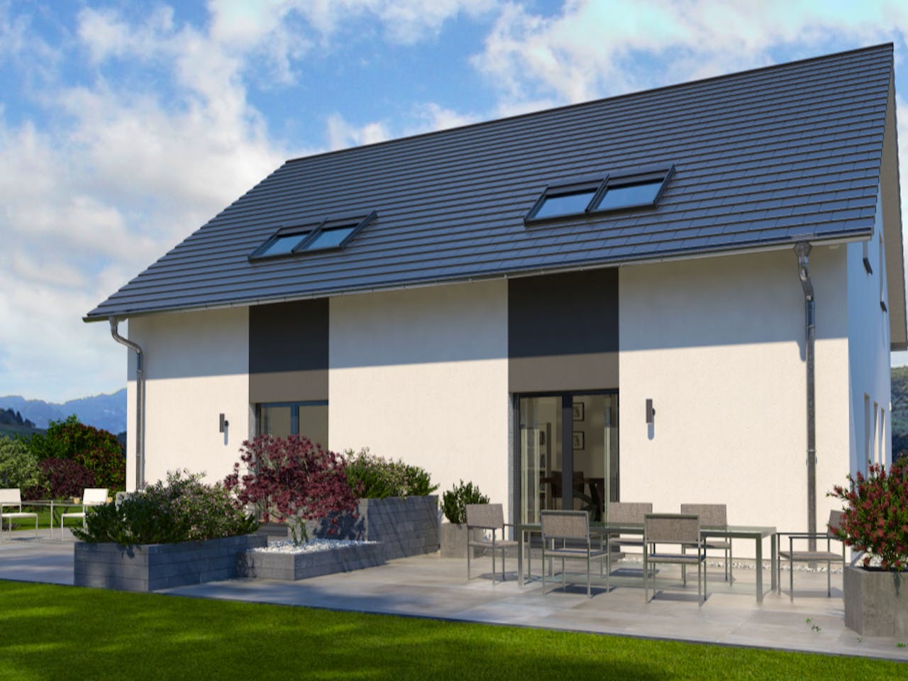 Fertighaus Doppelhaus 07 von OKAL Haus Schlüsselfertig ab 332900€,  Außenansicht 1