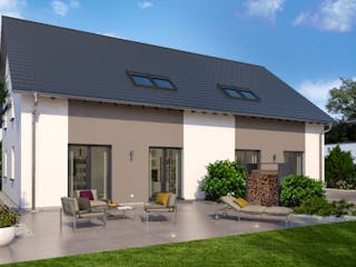 Fertighaus Doppelhaus 09 von OKAL Haus Schlüsselfertig ab 374500€,  Außenansicht 1