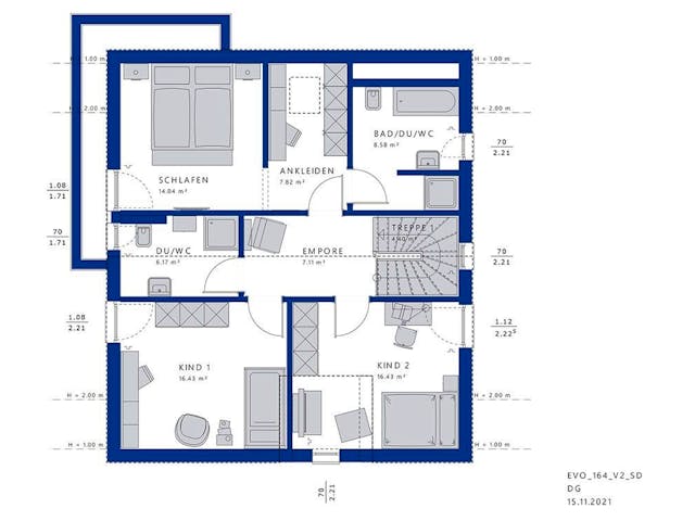 Fertighaus EVOLUTION 164 V2 von Bien-Zenker Schlüsselfertig ab 417777€,  Innenansicht 5