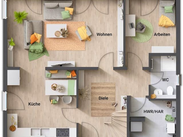 Massivhaus Flair 152 RE von Schmid-Haus Bausatzhaus ab 330000€,  Innenansicht 3