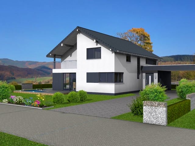 Massivhaus Hausidee "Modern2" von BickelBau Massivhäuser, Außenansicht 1 Massivhaus Hausidee "Modern2" von BickelBau Massivhäuser, Außenansicht 1