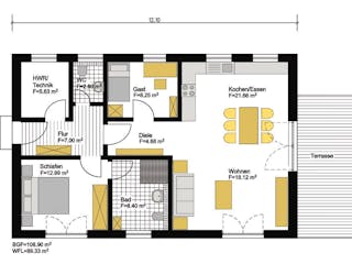 Fertighaus Jubiläumshaus Bungalow mit Flachdach von Holz & Dach Living Ausbauhaus ab 270000€, Bungalow Innenansicht 9
