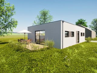 Fertighaus Jubiläumshaus Bungalow mit Flachdach von Holz & Dach Living Ausbauhaus ab 270000€, Bungalow Innenansicht 7