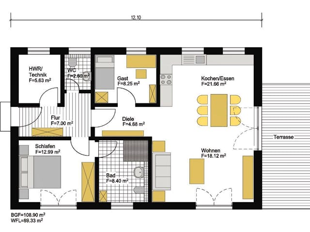 Fertighaus Jubiläumshaus Bungalow mit Satteldach von Holz & Dach Living Ausbauhaus ab 270000€, Bungalow Innenansicht 9