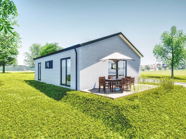 Fertighaus Jubiläumshaus Bungalow mit Satteldach von Holz & Dach Living Ausbauhaus ab 270000€, Bungalow Innenansicht 6