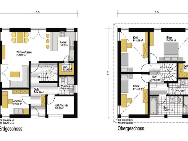 Fertighaus Jubiläumshaus Stadtvilla mit Flachdach von Holz & Dach Living Ausbauhaus ab 284499€, Stadtvilla Innenansicht 9