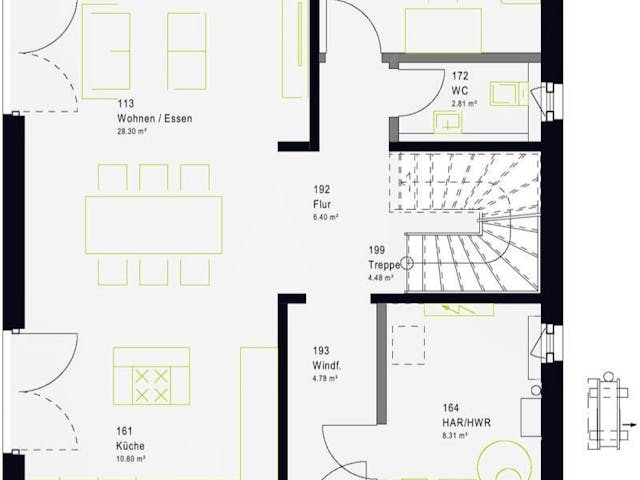 Fertighaus LifeStyle 14.04 P von massa haus Ausbauhaus ab 147999€, Pultdachhaus Innenansicht 2