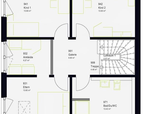 Fertighaus LifeStyle 14.04 P von massa haus Ausbauhaus ab 147999€, Pultdachhaus Innenansicht 3