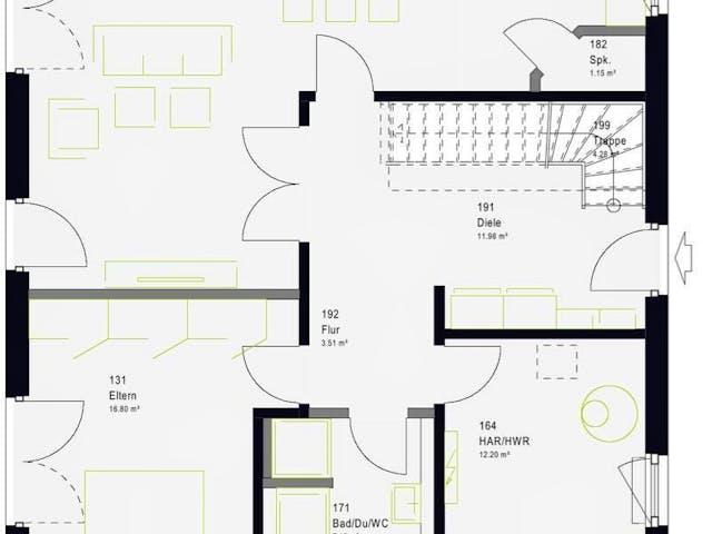 Fertighaus LifeStyle 17.01 P von massa haus Ausbauhaus ab 174999€, Pultdachhaus Innenansicht 5