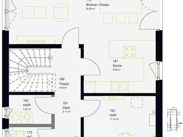 Fertighaus LifeStyle 20.04 P von massa haus Ausbauhaus ab 189999€, Pultdachhaus Innenansicht 5