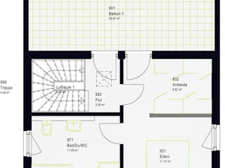 Fertighaus LifeStyle 20.04 P von massa haus Ausbauhaus ab 189999€, Pultdachhaus Innenansicht 6