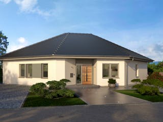 Fertighaus Musterhaus Kaarst Bungalow von OKAL Haus Schlüsselfertig ab 396900€, Außenansicht 1
