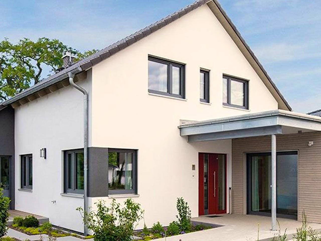 Fertighaus Variant 35-163 von Hanse Haus, Satteldach-Klassiker Außenansicht 1