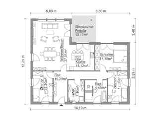 Fertighaus Musterhauscenter Rostock - Musterhaus SH 136 WB von ScanHaus Marlow, Bungalow Innenansicht 3