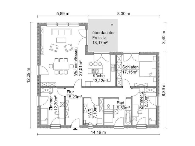 Fertighaus Musterhauscenter Rostock - Musterhaus SH 136 WB von ScanHaus Marlow, Bungalow Innenansicht 3