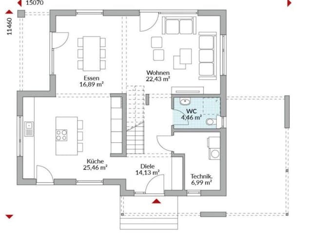 Fertighaus Point 169.1 von Danwood Schlüsselfertig ab 355500€, Pultdachhaus Innenansicht 5