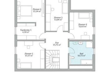 Fertighaus Point 177.1 von Danwood Schlüsselfertig ab 333700€, Satteldach-Klassiker Innenansicht 10