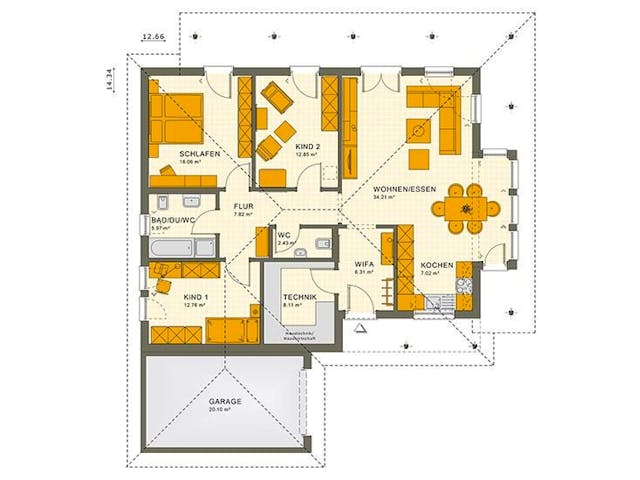 Fertighaus SOLUTION Hannover von Living Fertighaus, Bungalow Innenansicht 7