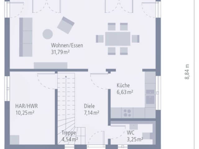 Fertighaus Stadtvilla 11 Walmdach von OKAL Haus Schlüsselfertig ab 379900€, Stadtvilla Innenansicht 1