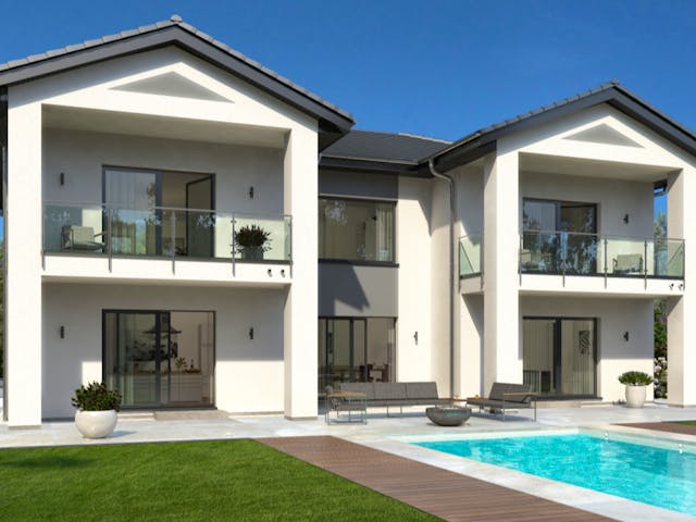 Fertighaus Stadtvilla Louisiana von OKAL Haus Schlüsselfertig ab 872900€, Stadtvilla Außenansicht 1 Fertighaus Stadtvilla Louisiana von OKAL Haus Schlüsselfertig ab 872900€, Stadtvilla Außenansicht 1