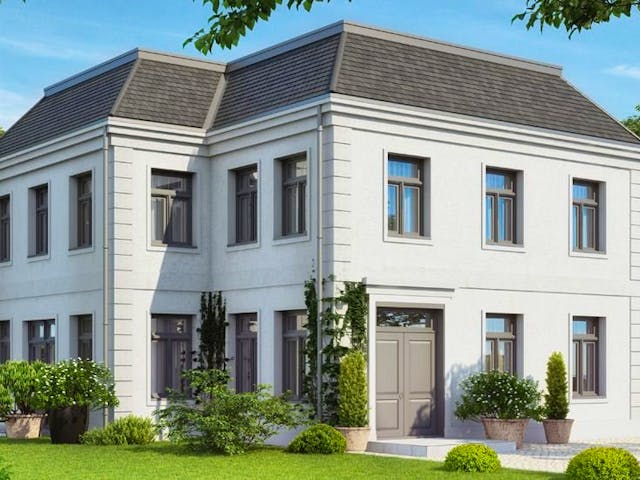 Massivhaus Stadtvilla Seraphim von GfG-Architektenhäuser, Außenansicht 1 Massivhaus Stadtvilla Seraphim von GfG-Architektenhäuser, Außenansicht 1