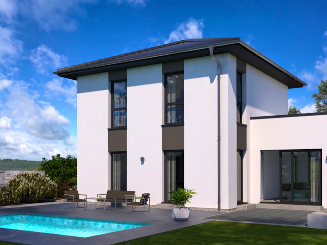 Fertighaus Staffel 9 von OKAL Haus Schlüsselfertig ab 468900€, Außenansicht 1