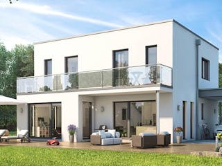 Fertighaus SUNSHINE 143 V7 von Living Fertighaus Schlüsselfertig ab 354271€, Cubushaus Außenansicht 1