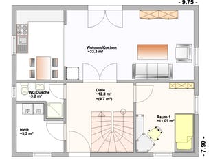 Fertighaus Imosphär von Hagemann Haus Schlüsselfertig ab 170100€, Satteldach-Klassiker Grundriss 1