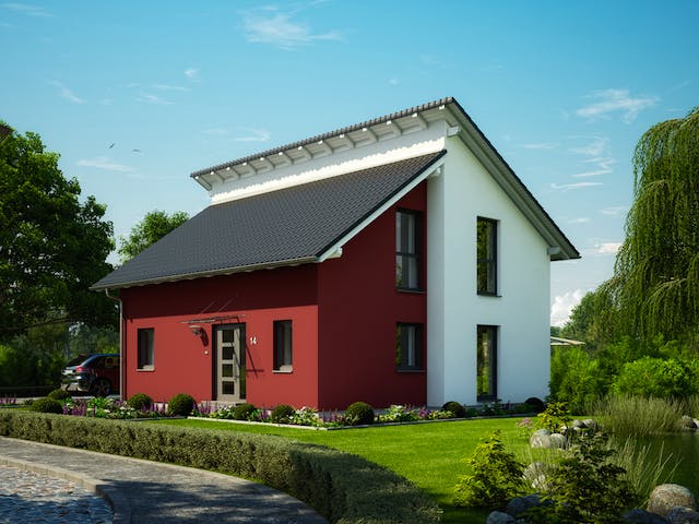 Fertighaus Individual 149 von NORDHAUS Fertigbau Schlüsselfertig ab 224077€, Pultdachhaus Außenansicht 1