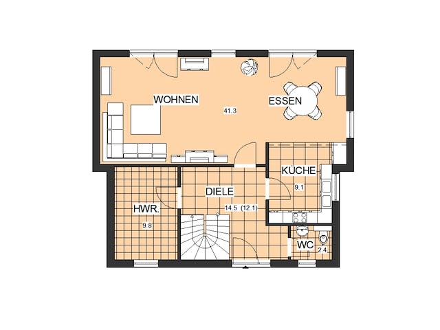 Fertighaus Individual 149 von NORDHAUS Fertigbau Schlüsselfertig ab 224077€, Pultdachhaus Grundriss 2