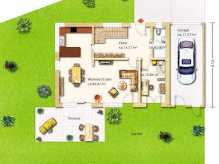 Fertighaus Ingmar von Holzhaus Rosskopf Schlüsselfertig ab 449000€, Satteldach-Klassiker Grundriss 1