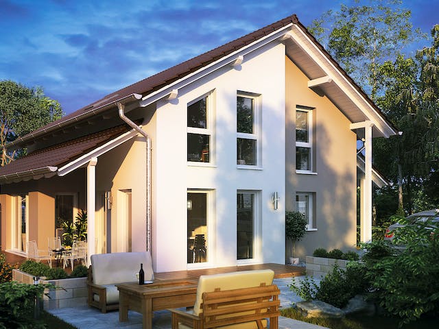 Massivhaus Ingolstadt von HELMA MASSIVHAUS Schlüsselfertig ab 255350€, Satteldach-Klassiker Außenansicht 1