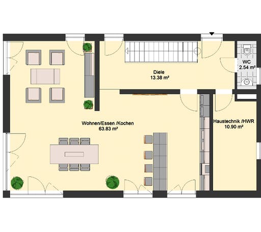 Massivhaus Bauhaus 115 von invivo haus Schlüsselfertig ab 454000€, Cubushaus Grundriss 1