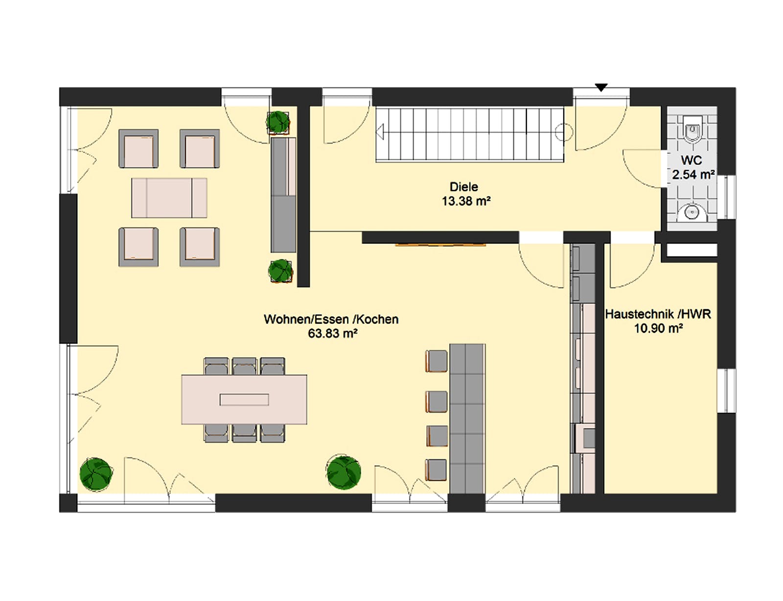 Massivhaus Bauhaus 115 von invivo haus Schlüsselfertig ab 454000€, Cubushaus Grundriss 1