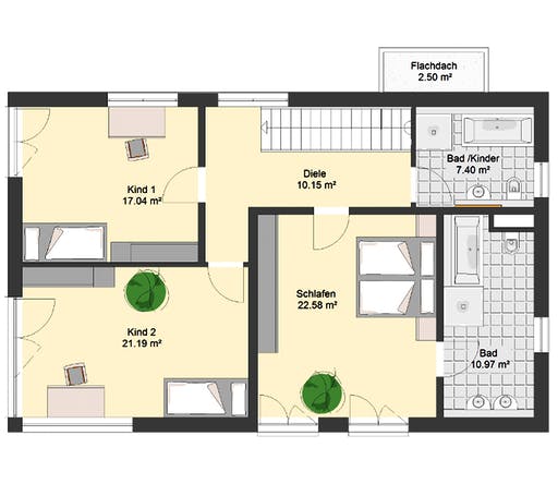 Massivhaus Bauhaus 115 von invivo haus Schlüsselfertig ab 454000€, Cubushaus Grundriss 2