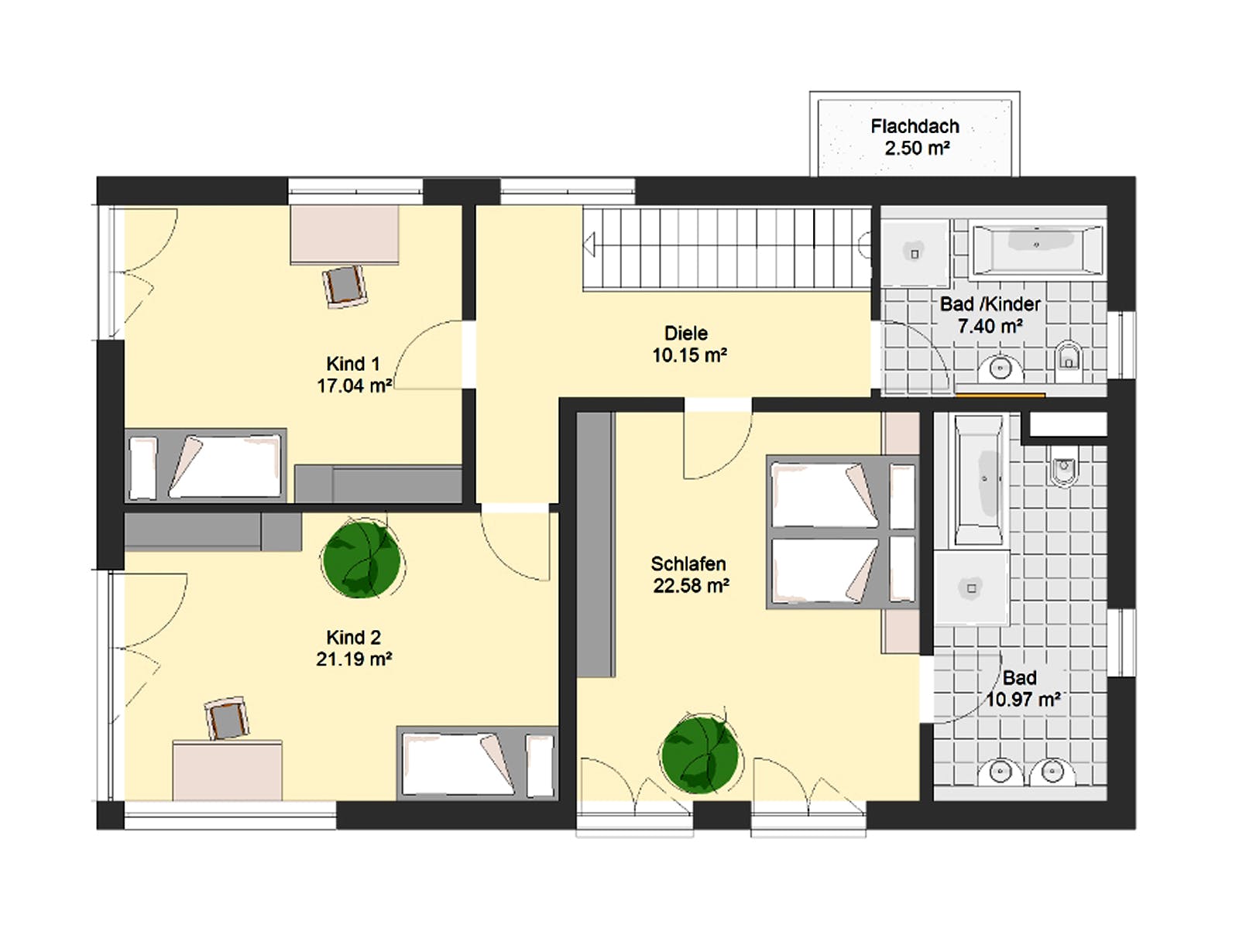 Massivhaus Bauhaus 115 von invivo haus Schlüsselfertig ab 454000€, Cubushaus Grundriss 2
